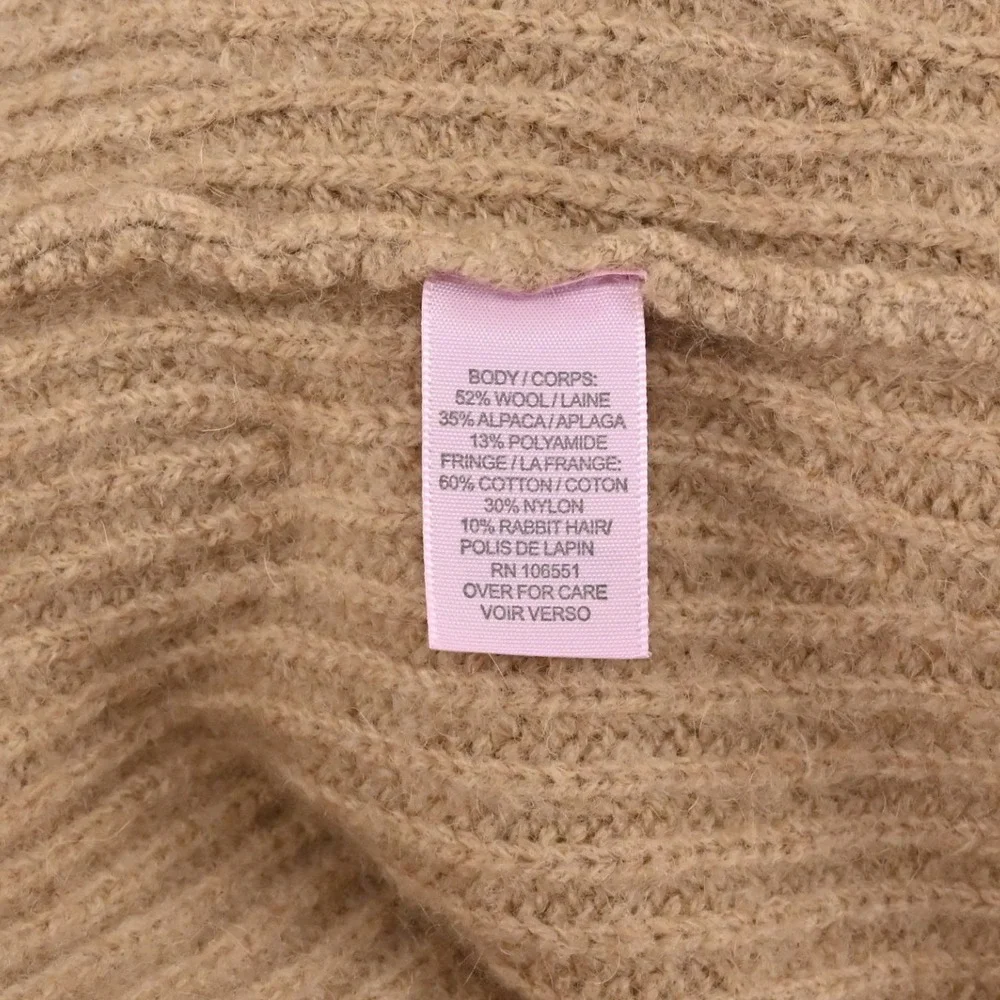 Calypso St Barth Fringe Cardigan Womens Size XS Tan Wool Alpaca Boho Rabbit Hair
